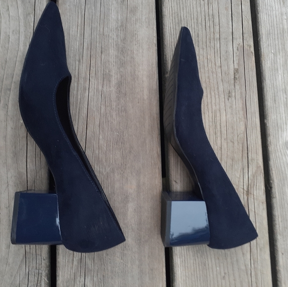 Zara dress shoes dark blue block heel size 40 - Picture 5 of 10